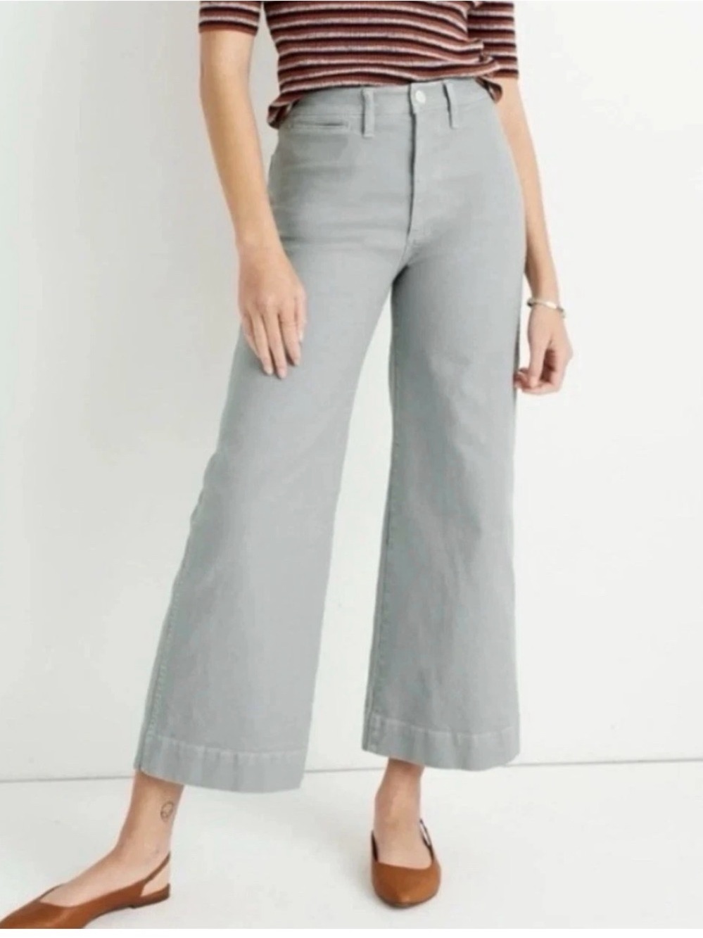Madewell Slim Emmett Wide Leg Crop Pants Dusty Pool Blue High Rise Size 29